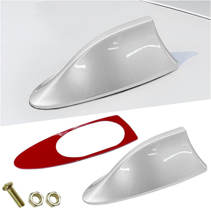 ZIMISI Car Shark Fin Antenna Cover, Plastic Auto Top Roof Mount Antenna Cover Replacement with Adhesive Tape, Universal Auto Signal Roof Aerial Decoration Accessories for Car SUV Truck (Silver) - Image 1